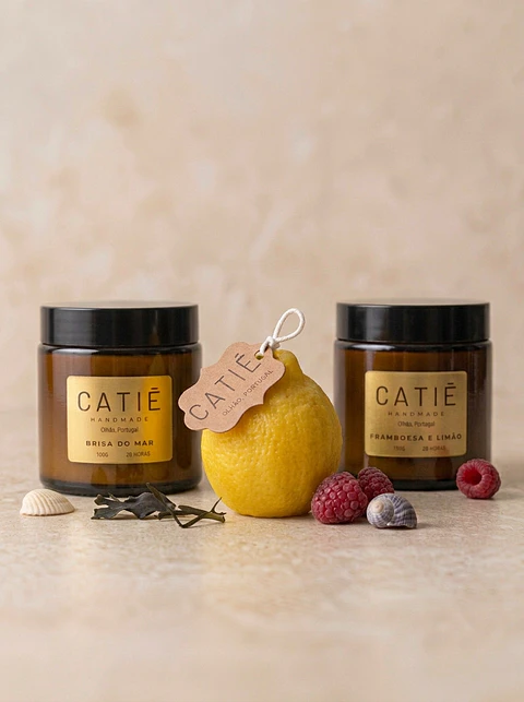 Conjunto Trio Aromático: Brisa do Mar + Framboesa & Limão + Vela Molde Limão (ENTREGA GRÁTIS)