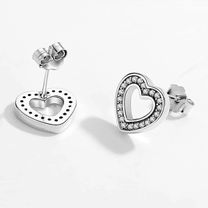 Aros Plata 925 Forma de Corazon