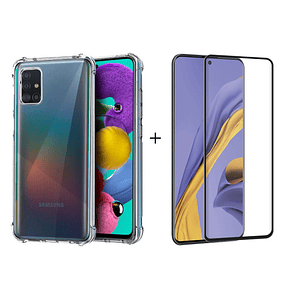 Carcasa Transparente para Samsung A71 + Lámina de Vidrio