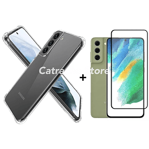 Carcasa Transparente Para Samsung S21 FE + Lámina Pantalla 