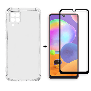 Carcasa Transparente Para Samsung A12 + Lámina Pantalla 
