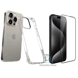 Carcasa Transparente Para iPhone 15 Pro + Lamina