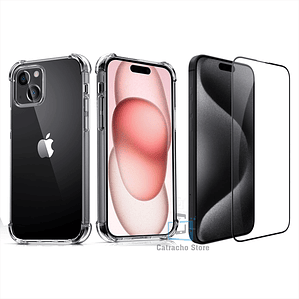Carcasa Transparente Para iPhone 15 + Lamina