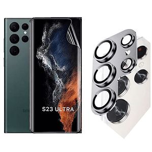 Lamina Hidrogel y Camara Aluminio Para S23 Ultra