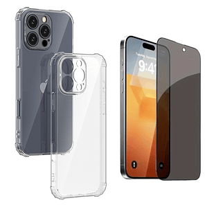 Carcasa Transparente Para iPhone 16 Pro Max + Lámina Pantalla