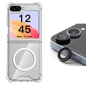 Carcasa Transparente Magsafe Para Z Flip 6 + Lentes 