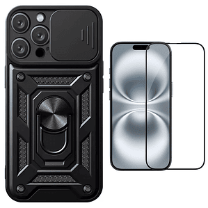Carcasa Armor Anillo Para iPhone 16 Pro + Lamina