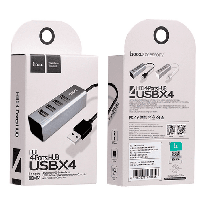 Adaptador Hoco Usb a 4 Pertos USB HB1 2