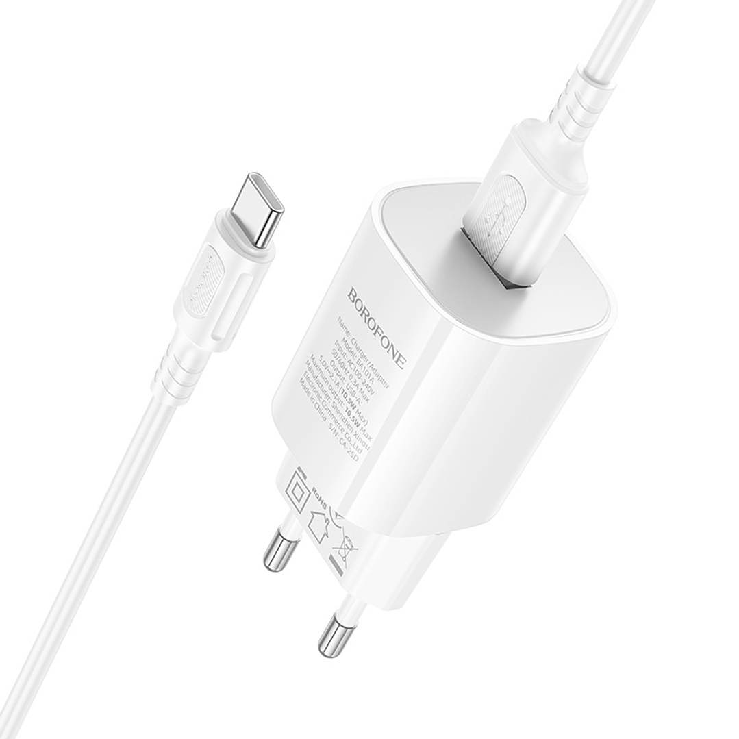 Cargador de Pared USB a USB-C Borofone BA101A - 10.5W  5