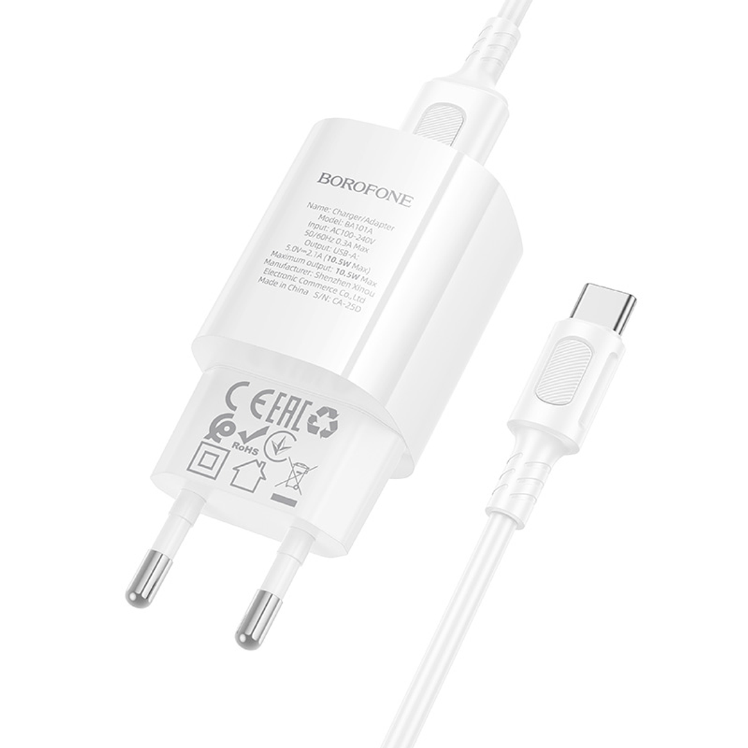 Cargador de Pared USB a USB-C Borofone BA101A - 10.5W  7