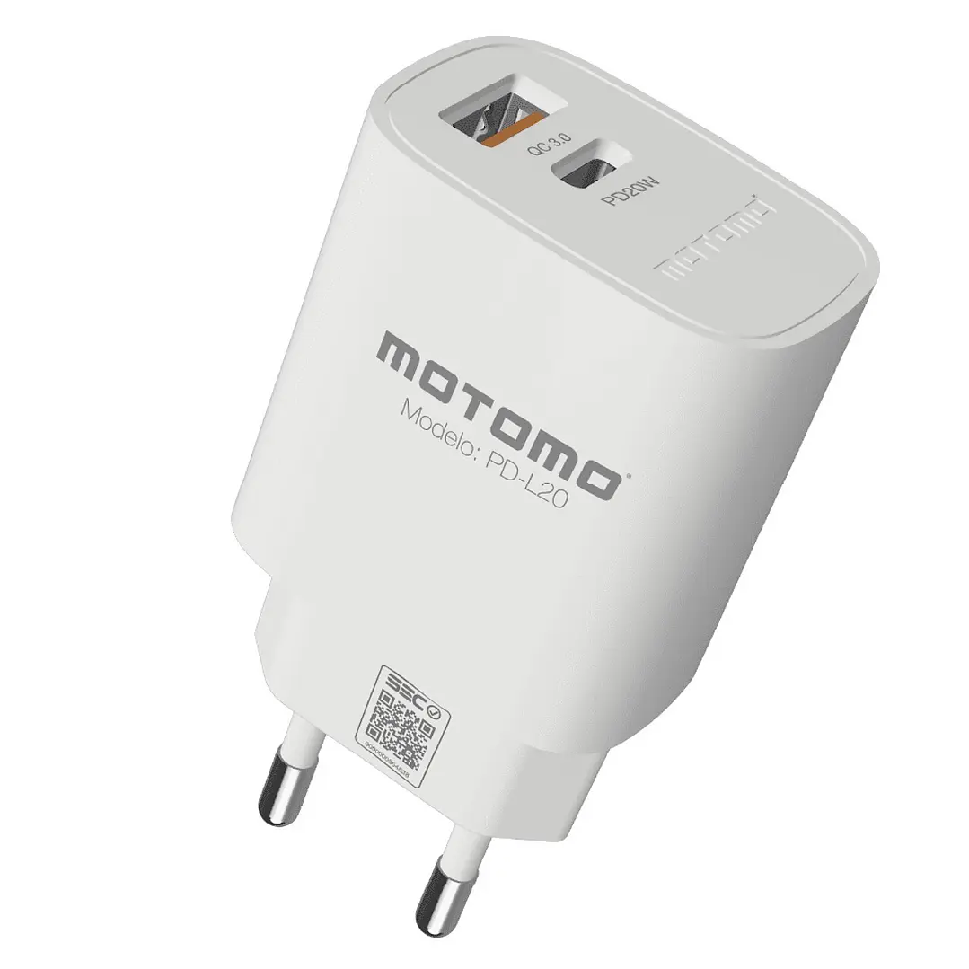 Cargador De Pared Motomo-20w Compatible iPh 8 al 14 Pro Max 2