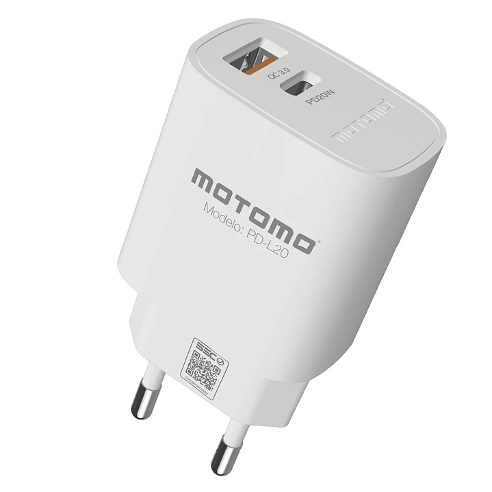 Cargador De Pared Motomo-20w Compatible iPh 8 al 14 Pro Max 2