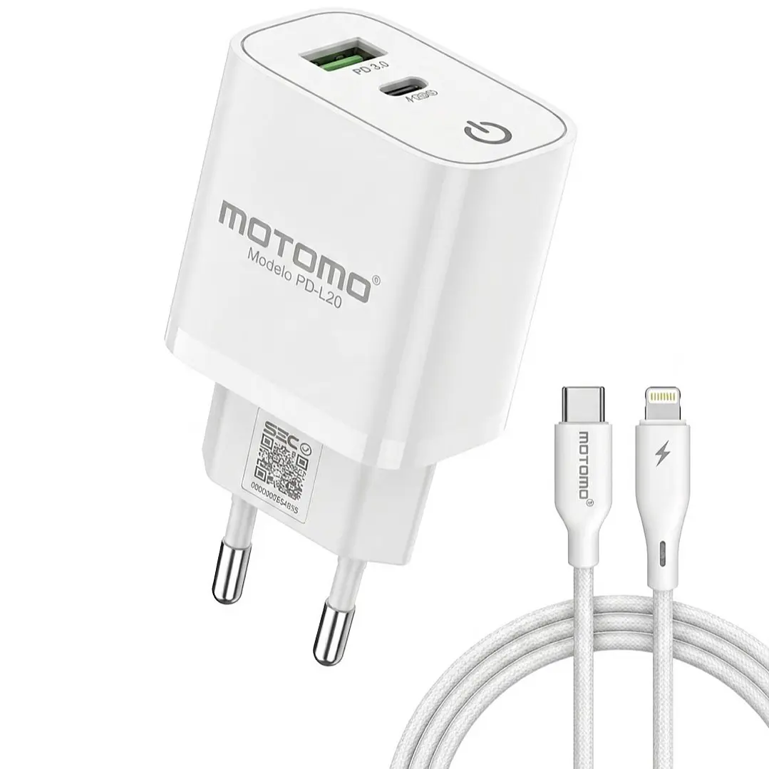 Cargador De Pared Motomo-20w Compatible iPh 8 al 14 Pro Max 1