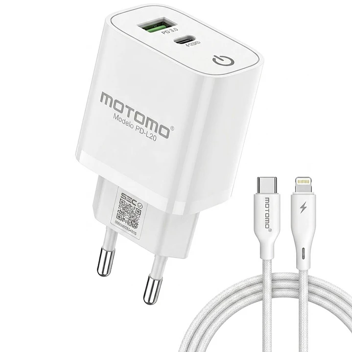 Cargador De Pared Motomo-20w Compatible iPh 8 al 14 Pro Max 1
