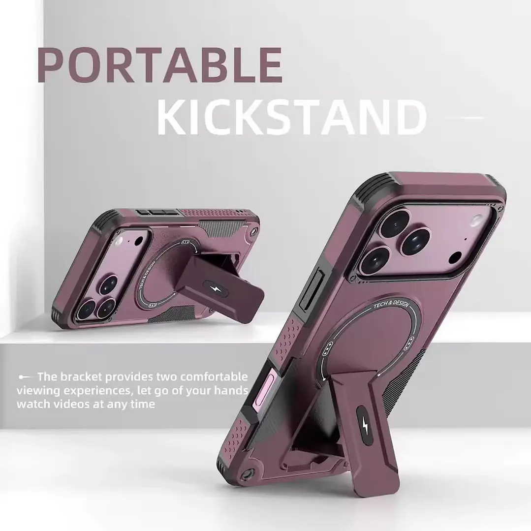 Carcasa Con Magsafe/soporte Para iPhone 18 Pro/17 Pro 5