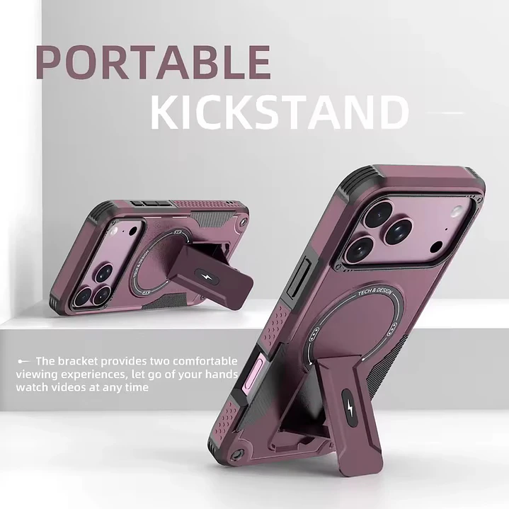 Carcasa Con Magsafe/soporte Para iPhone 18 Pro/17 Pro 5