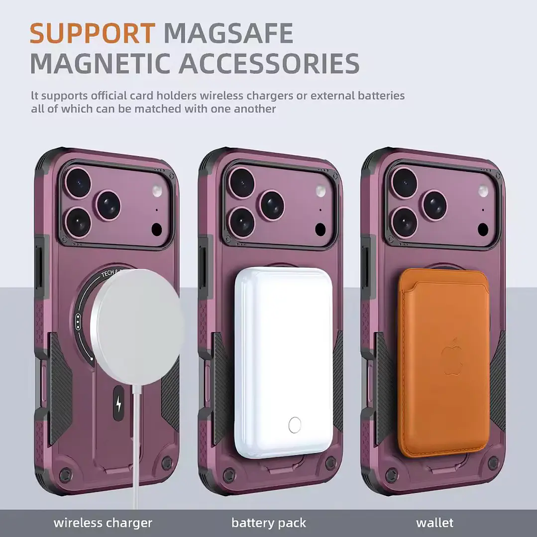 Carcasa Con Magsafe/soporte Para iPhone 18 Pro Max/17 Pro Max 8