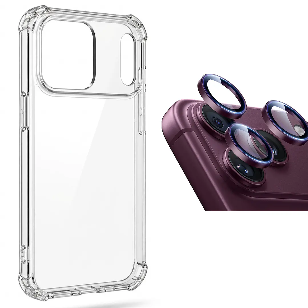 Funda Transparente Para iPhone 18 Pro + Protector Lentes 2