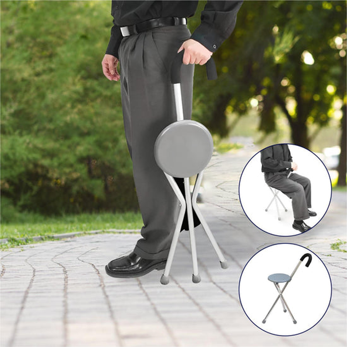 Bastón con Silla Plegable 3 Patas 3