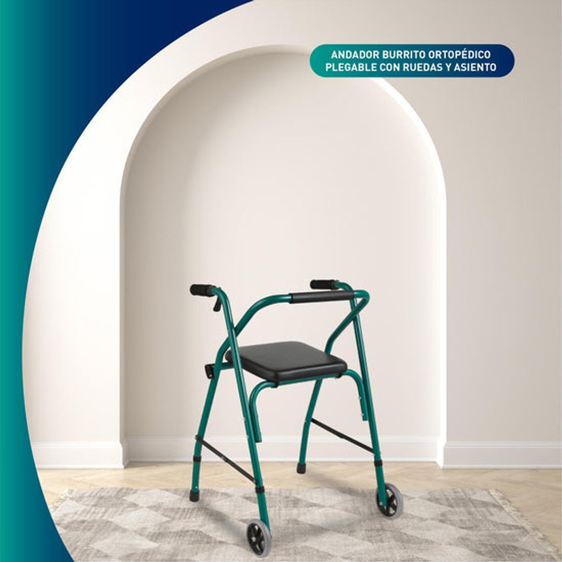 Andador Burrito Ortopédico Plegable Con Ruedas Y Asiento 4
