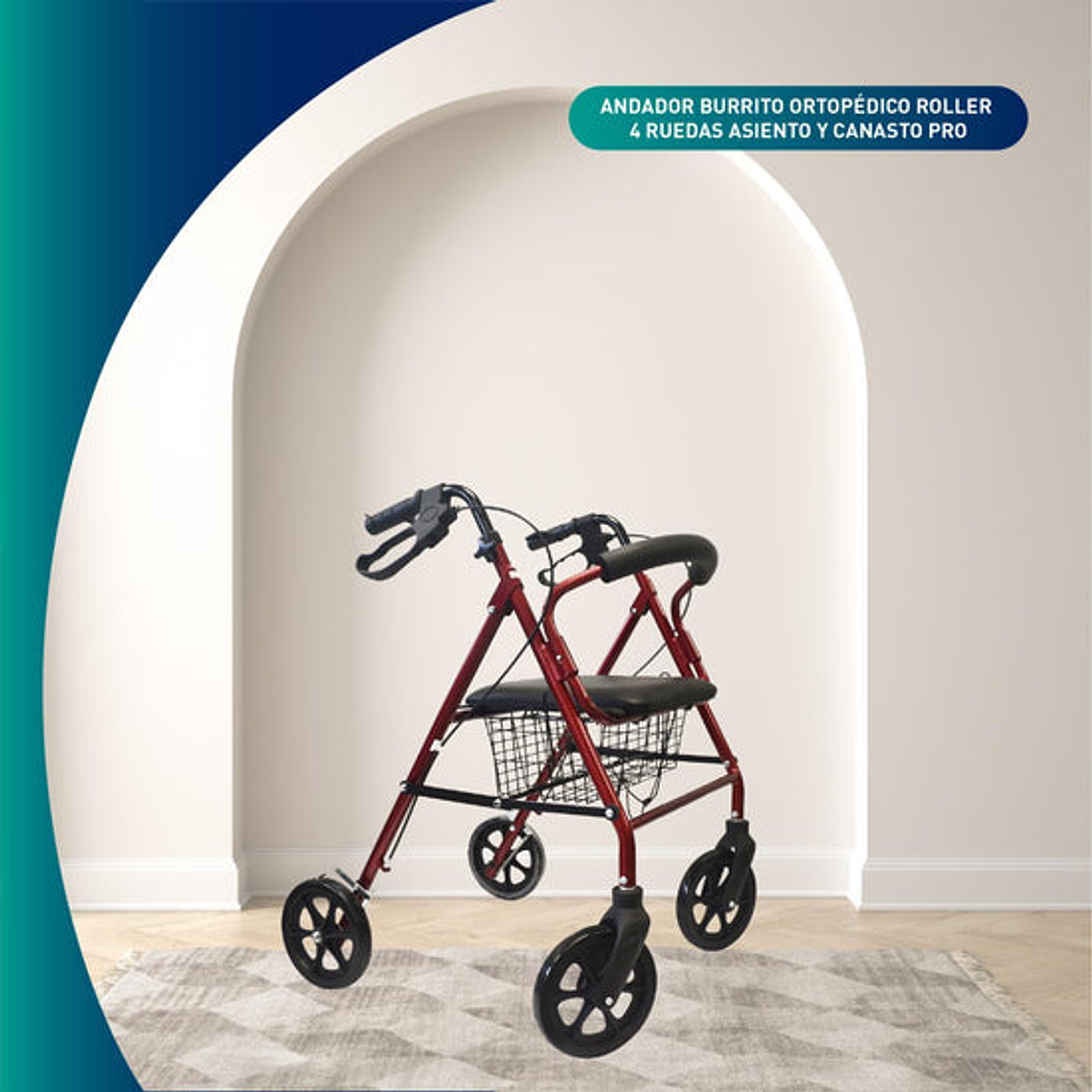 Andador Burro Ortopédico 4 Ruedas - Asiento y Canasto PRO 4