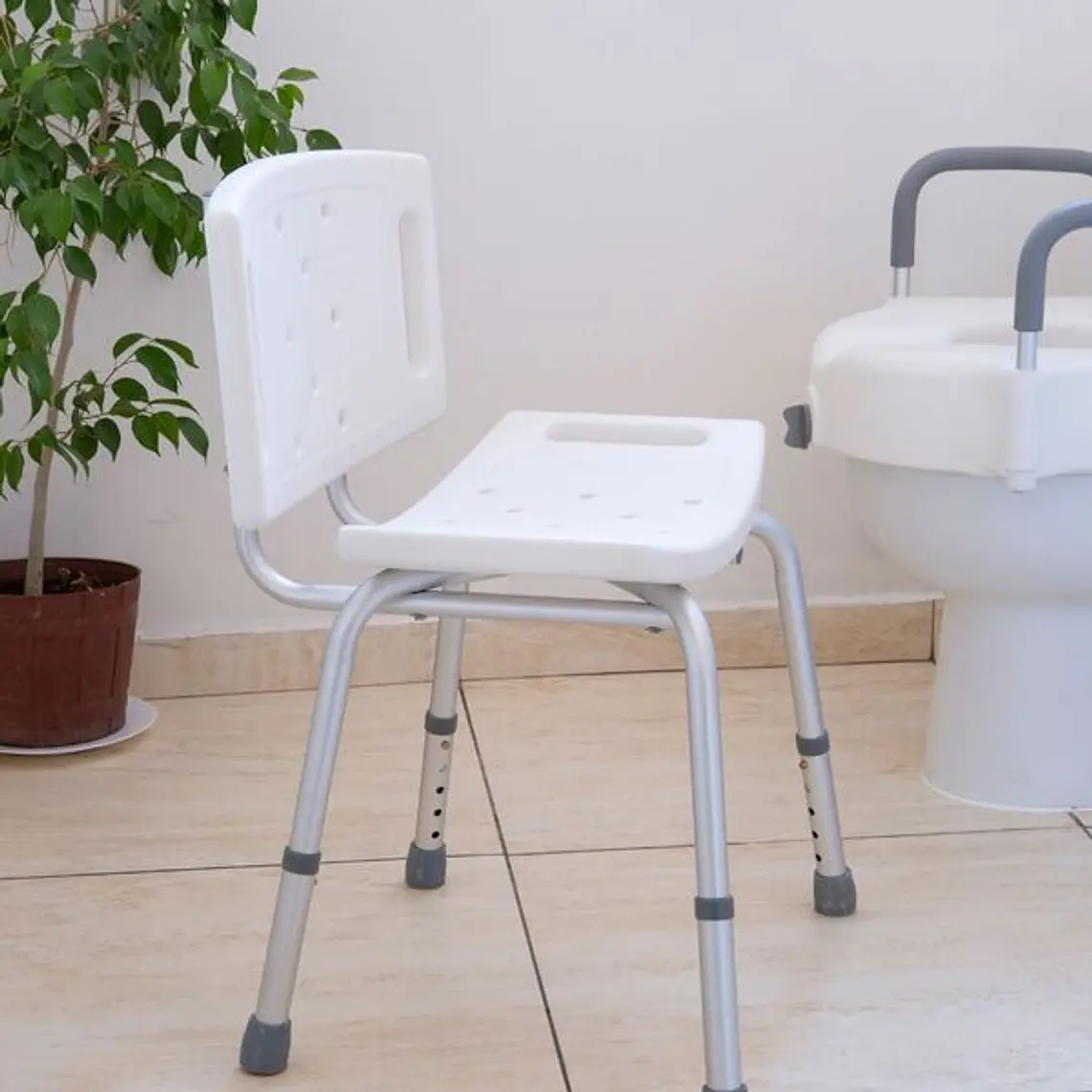 Silla para Ducha con Respaldo y Altura Regulable 3