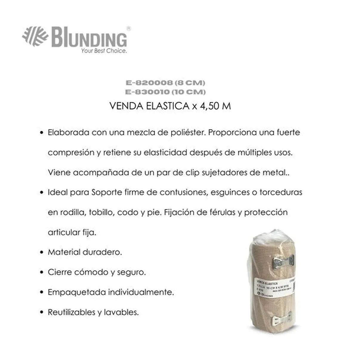 Venda Elástica de Compresión con Clip Sujetador  2