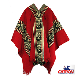 Poncho Mapuche Rojo Diseño Antiguo