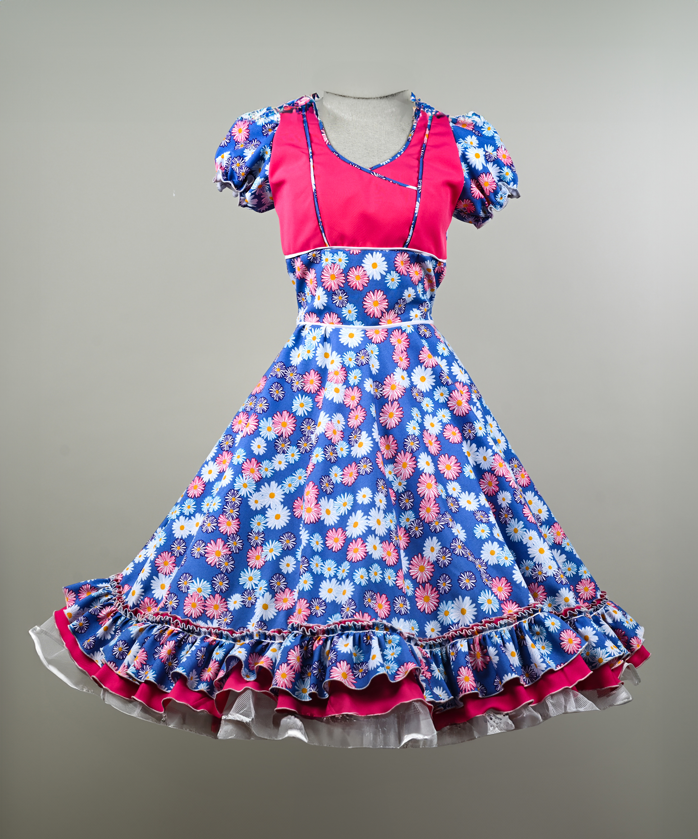 Vestido De Huasa China Flores Variadas imagen 1