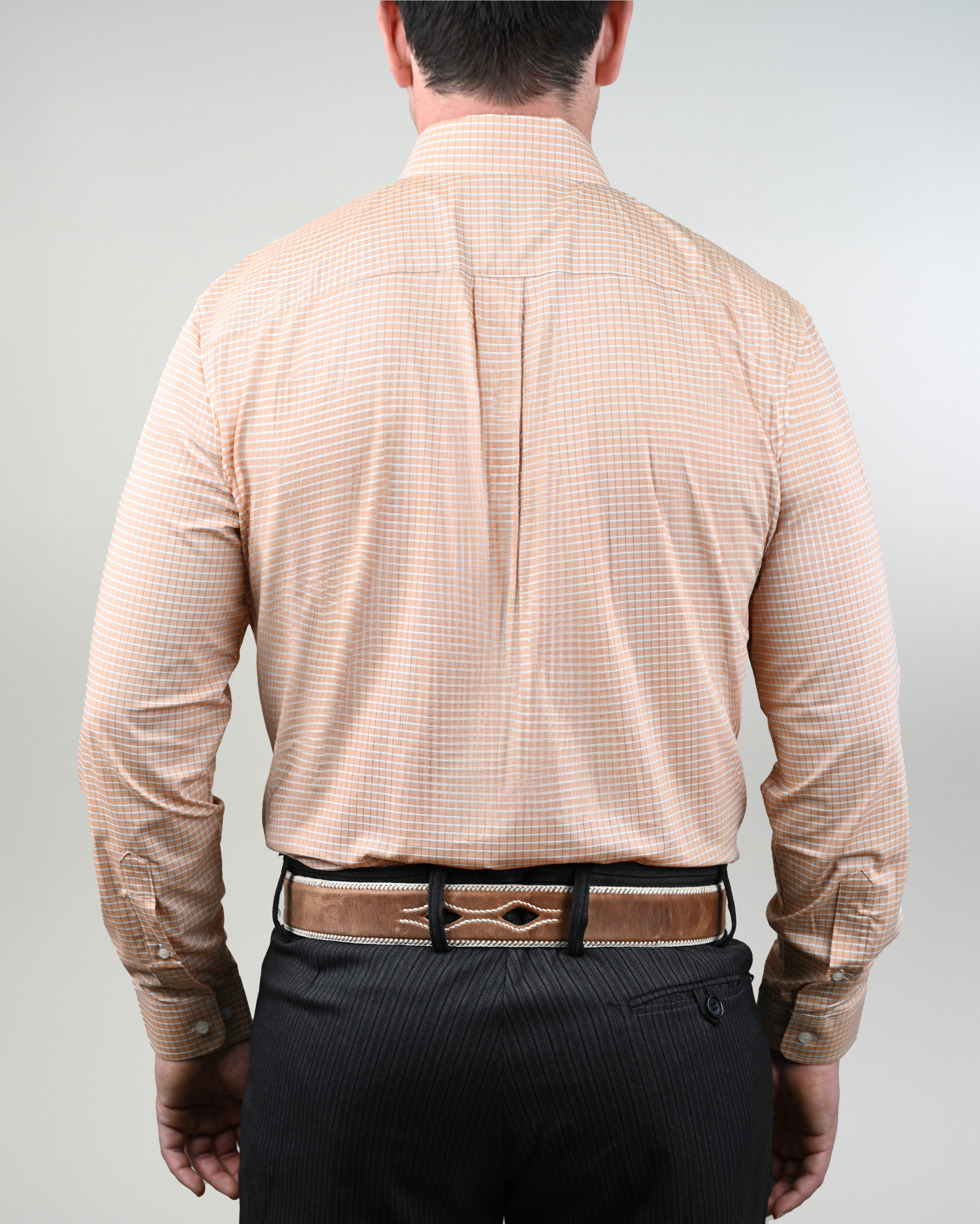 Camisa de Huaso Cuadrillé Naranja Catron imagen 2