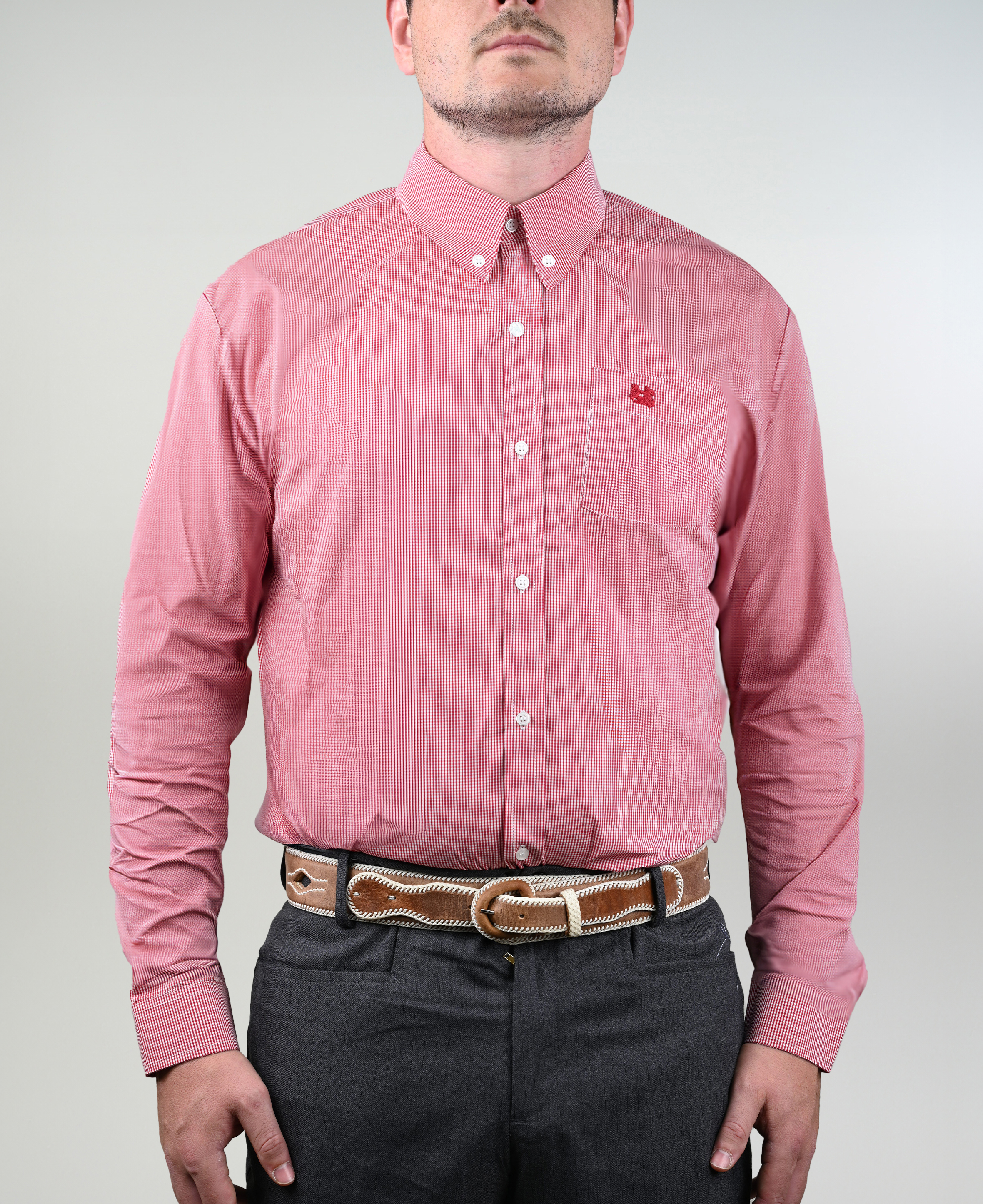 Camisa de Huaso Cuadro Pequeño Roja Catron imagen 1