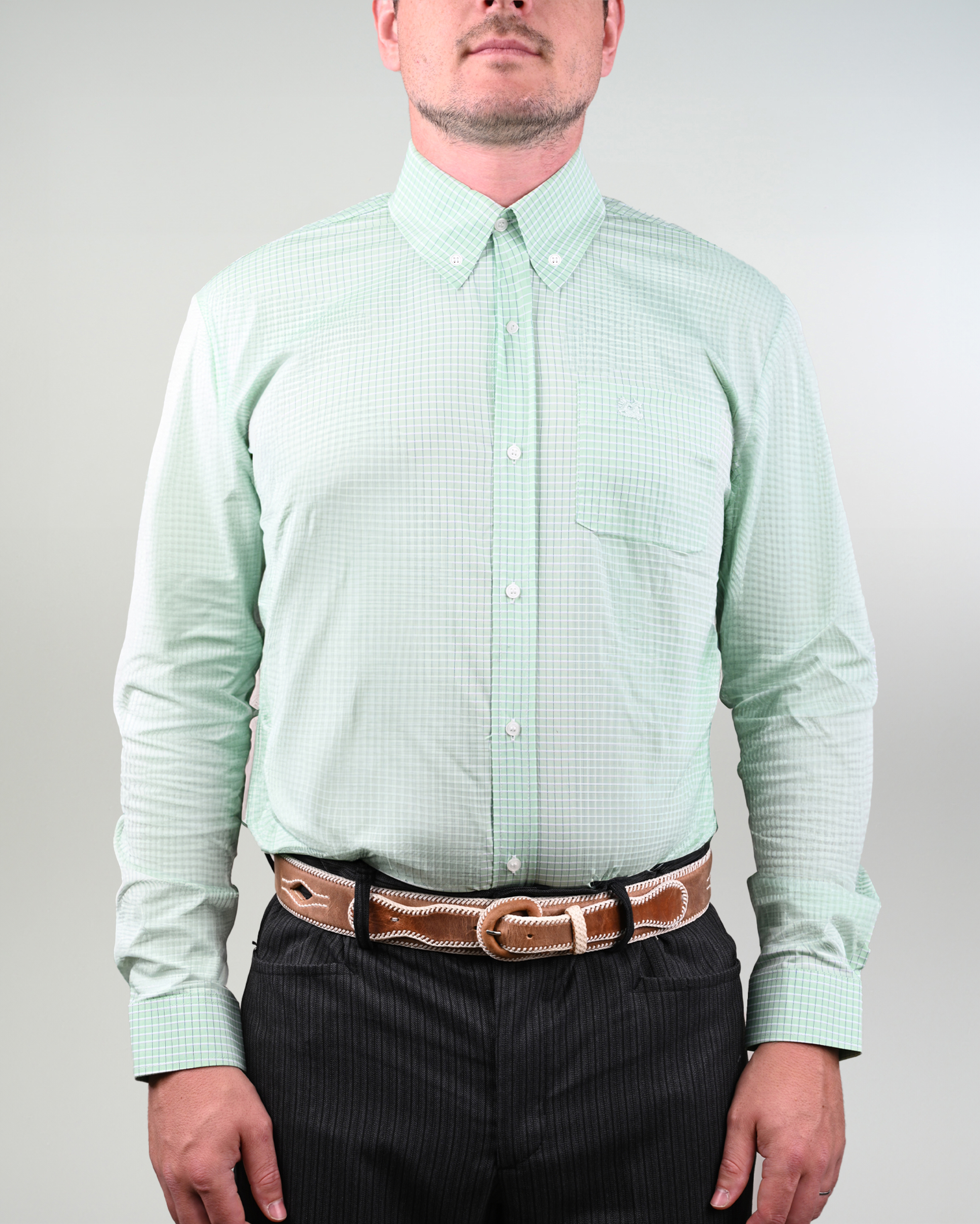 Camisa De Huaso Cuadrillé Verde Catron imagen 1