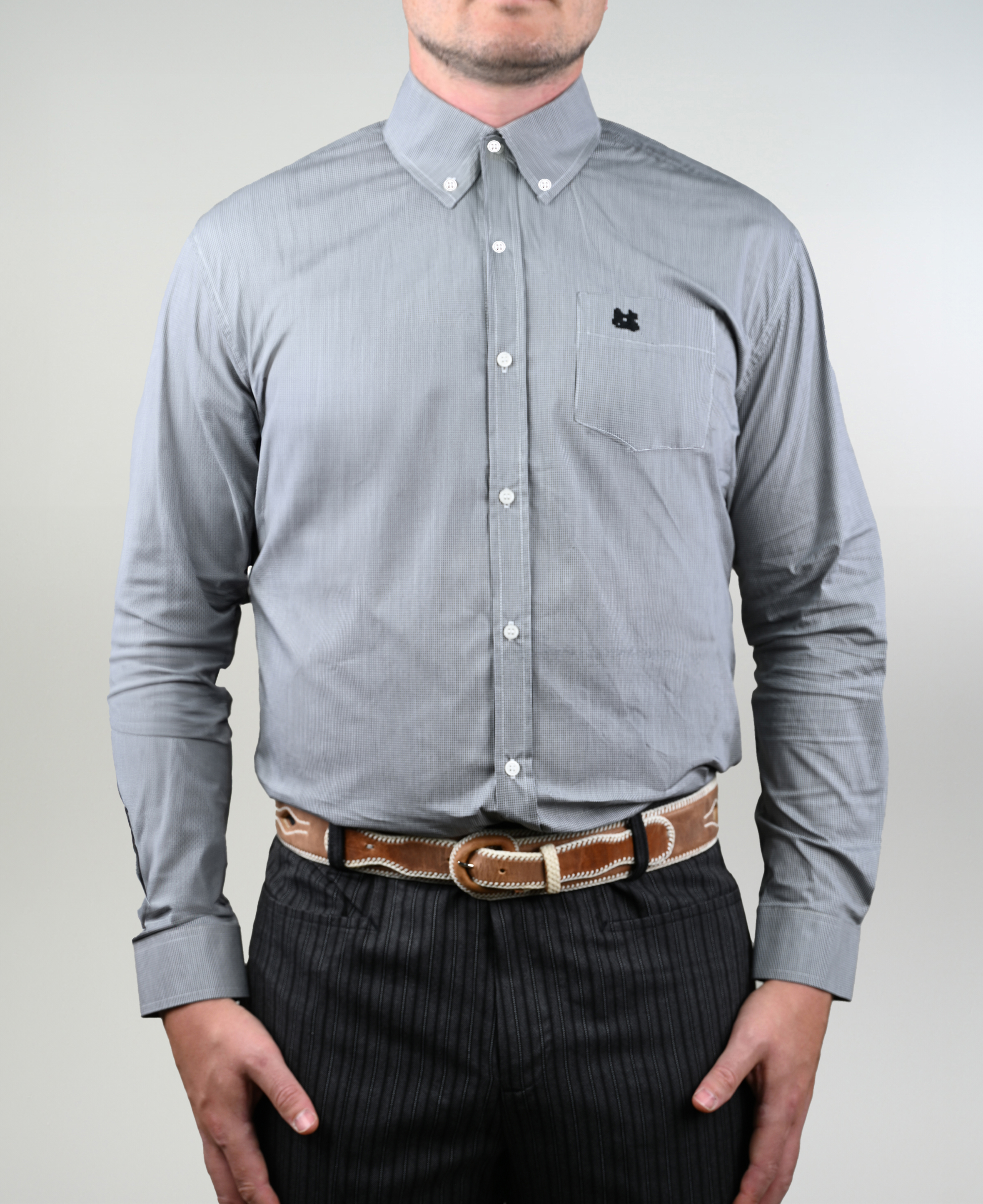 Camisa De Huaso Gris Catron imagen 1