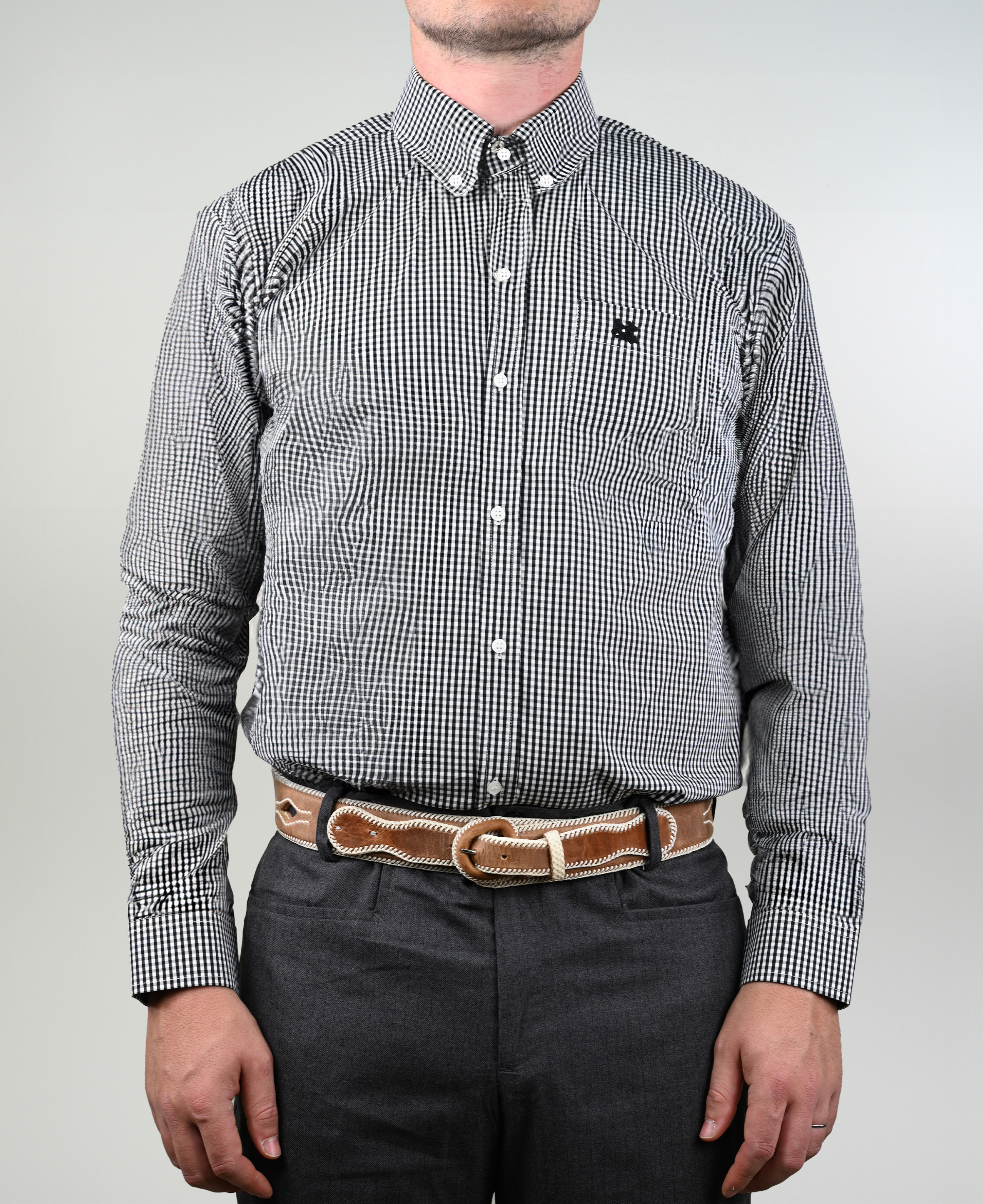 Camisa de Huaso Cuadro Pequeño Negra Catron imagen 1