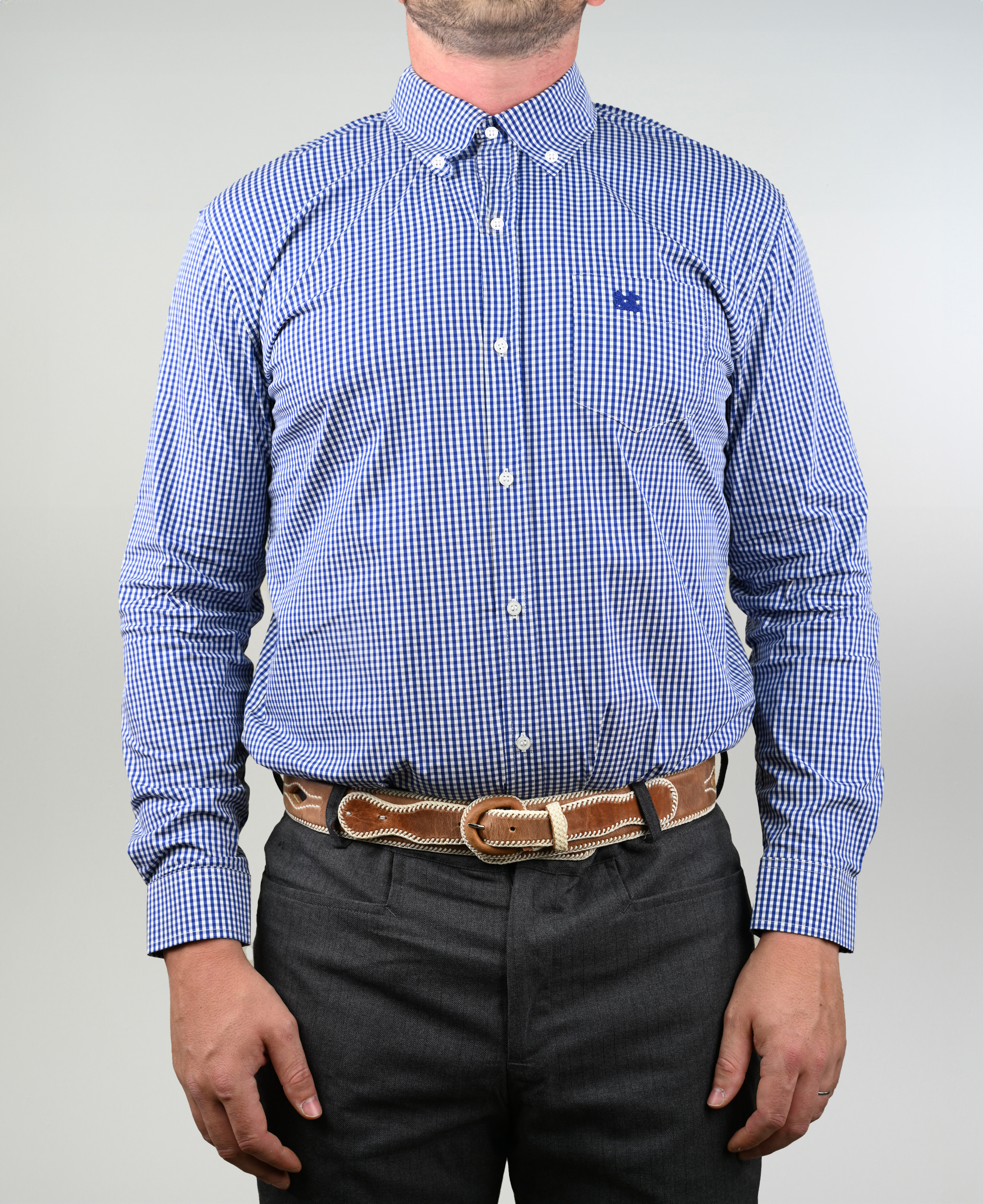 Camisa de Huaso Cuadrillé Azul Catron imagen 1