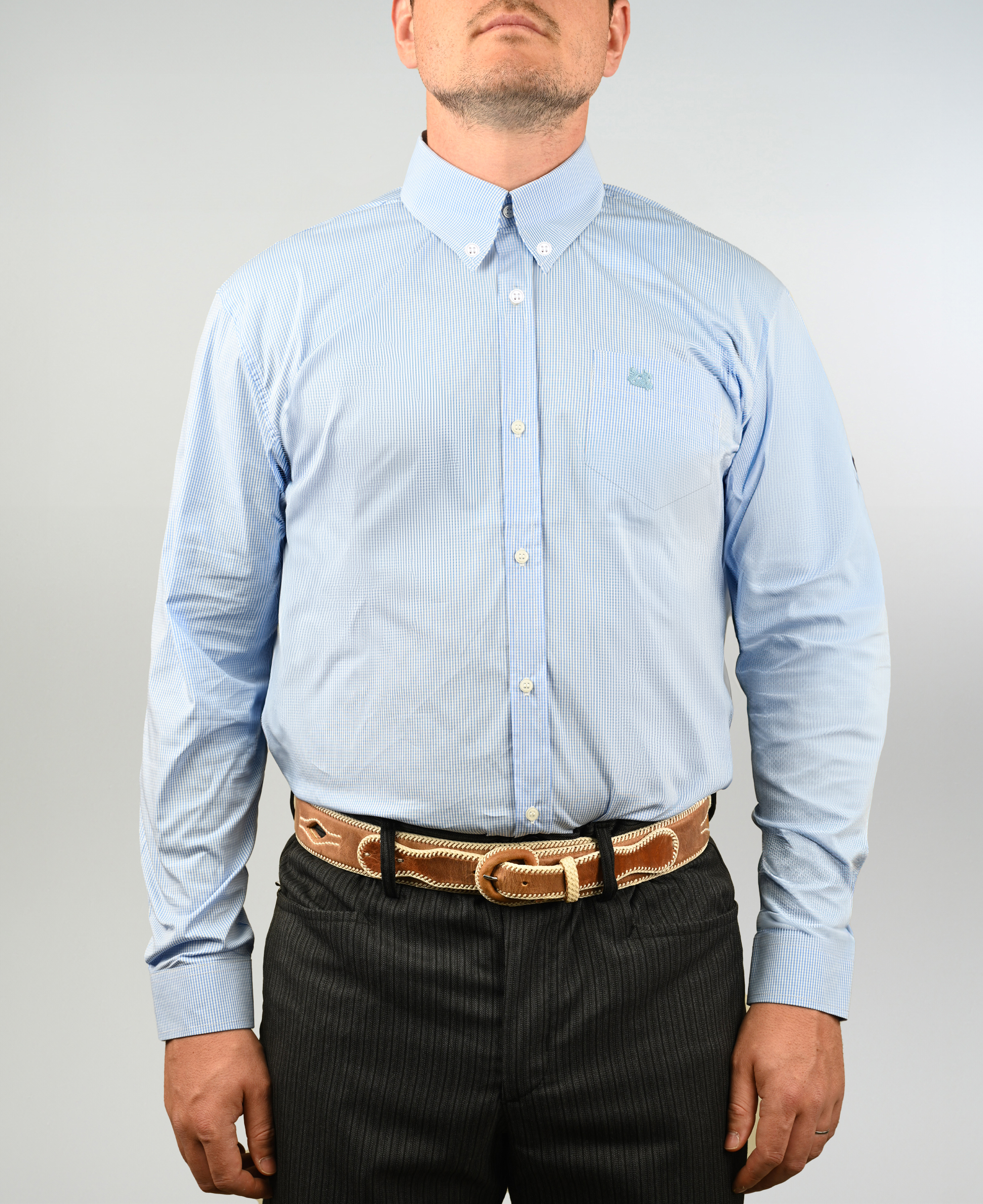 Camisa de Huaso Cuadro Pequeño Celeste Catron imagen 1