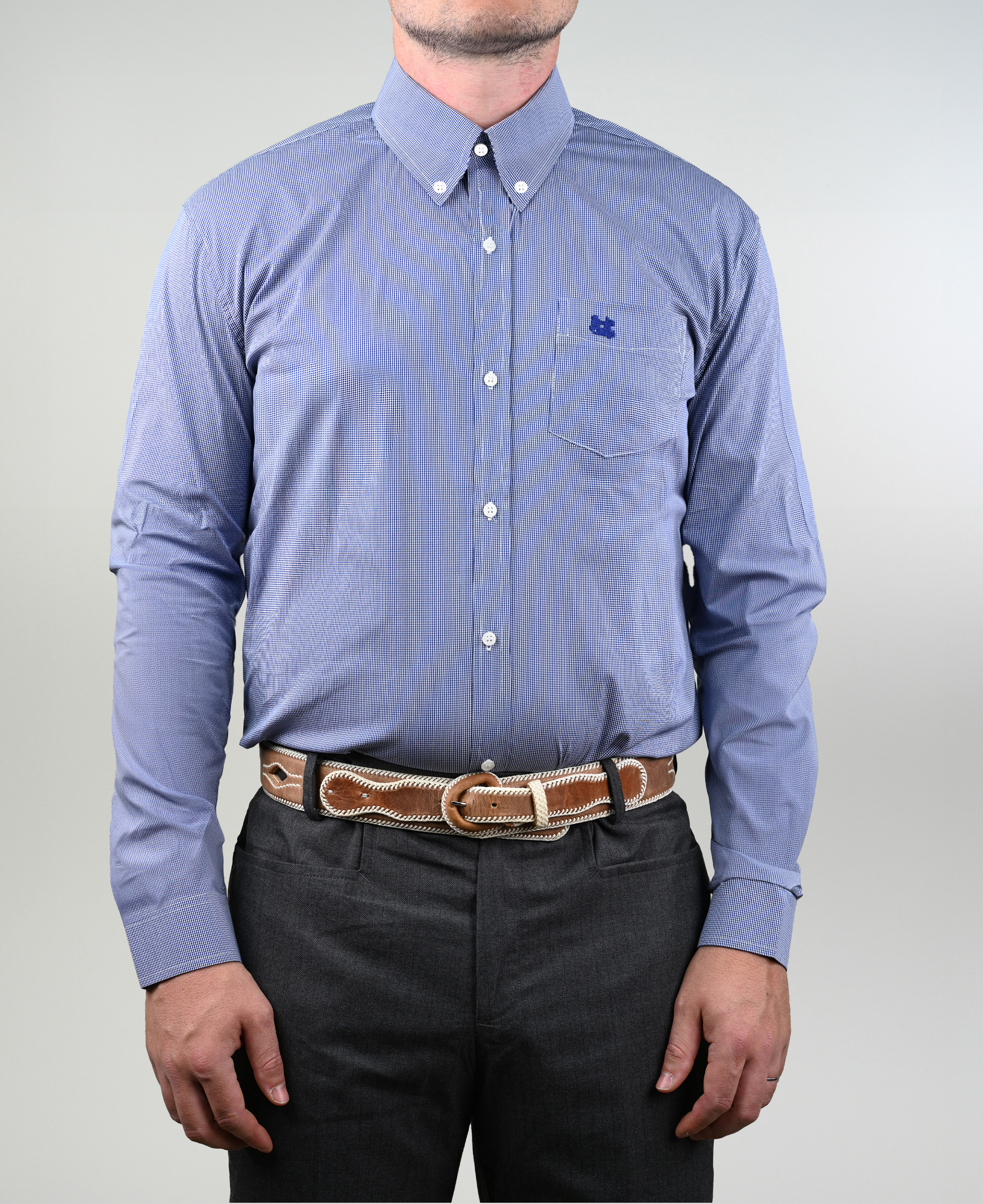 Camisa de Huaso Cuadro Pequeño Azul Catron imagen 1