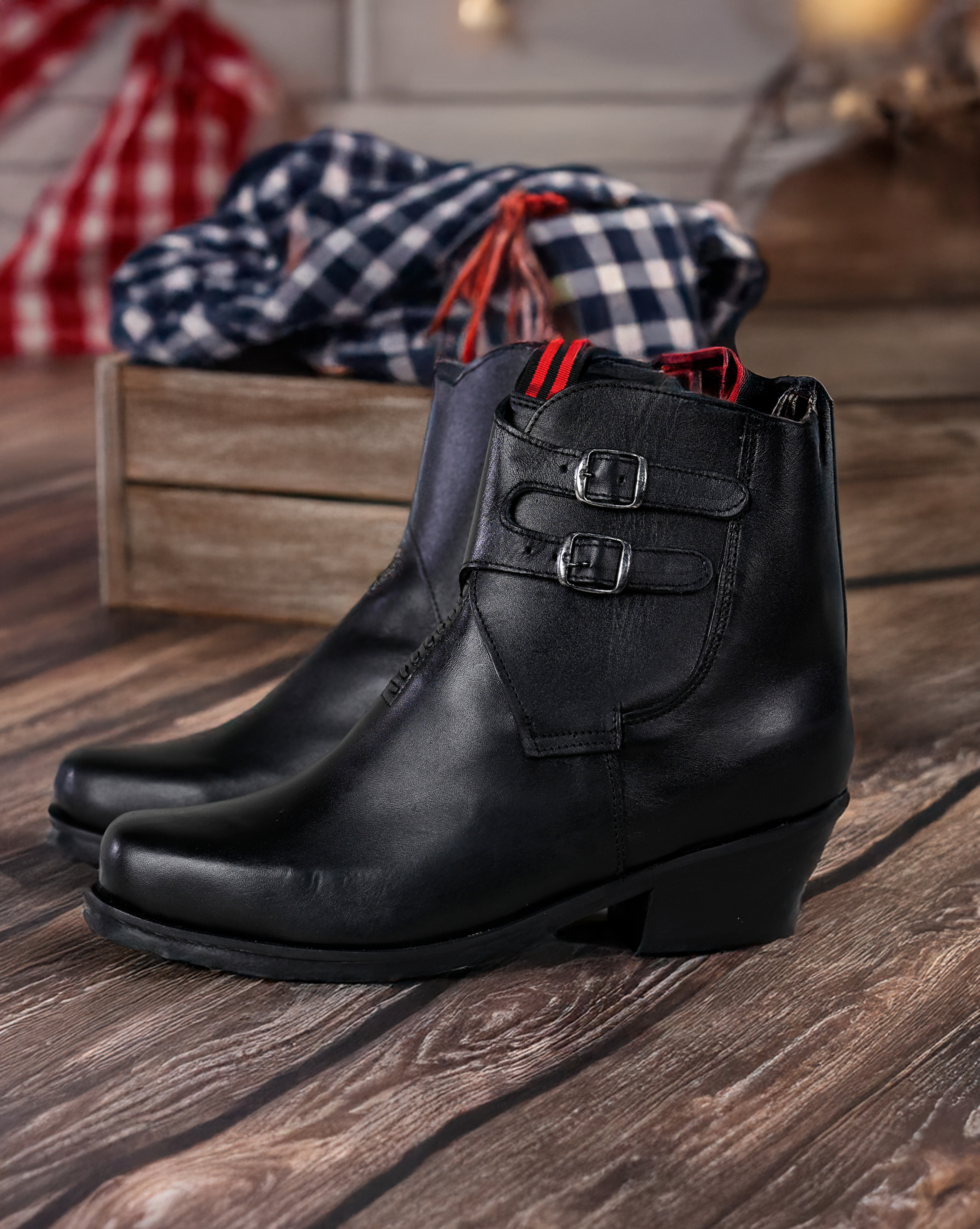 Zapato De Huaso Con Hebillas Negro imagen 2