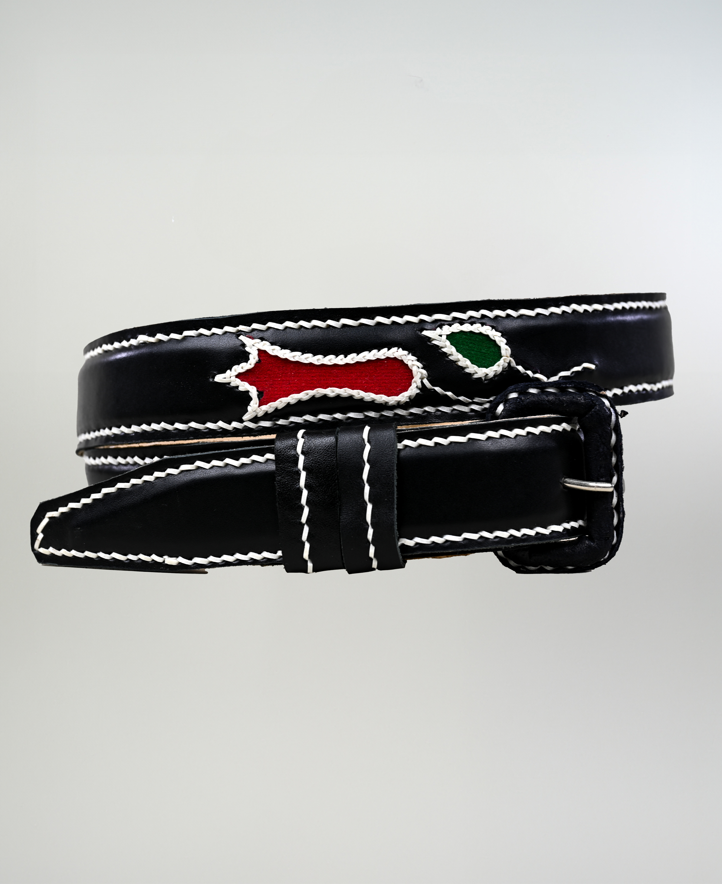 Cinturón Cuero Inglés Negro Pasado imagen 1