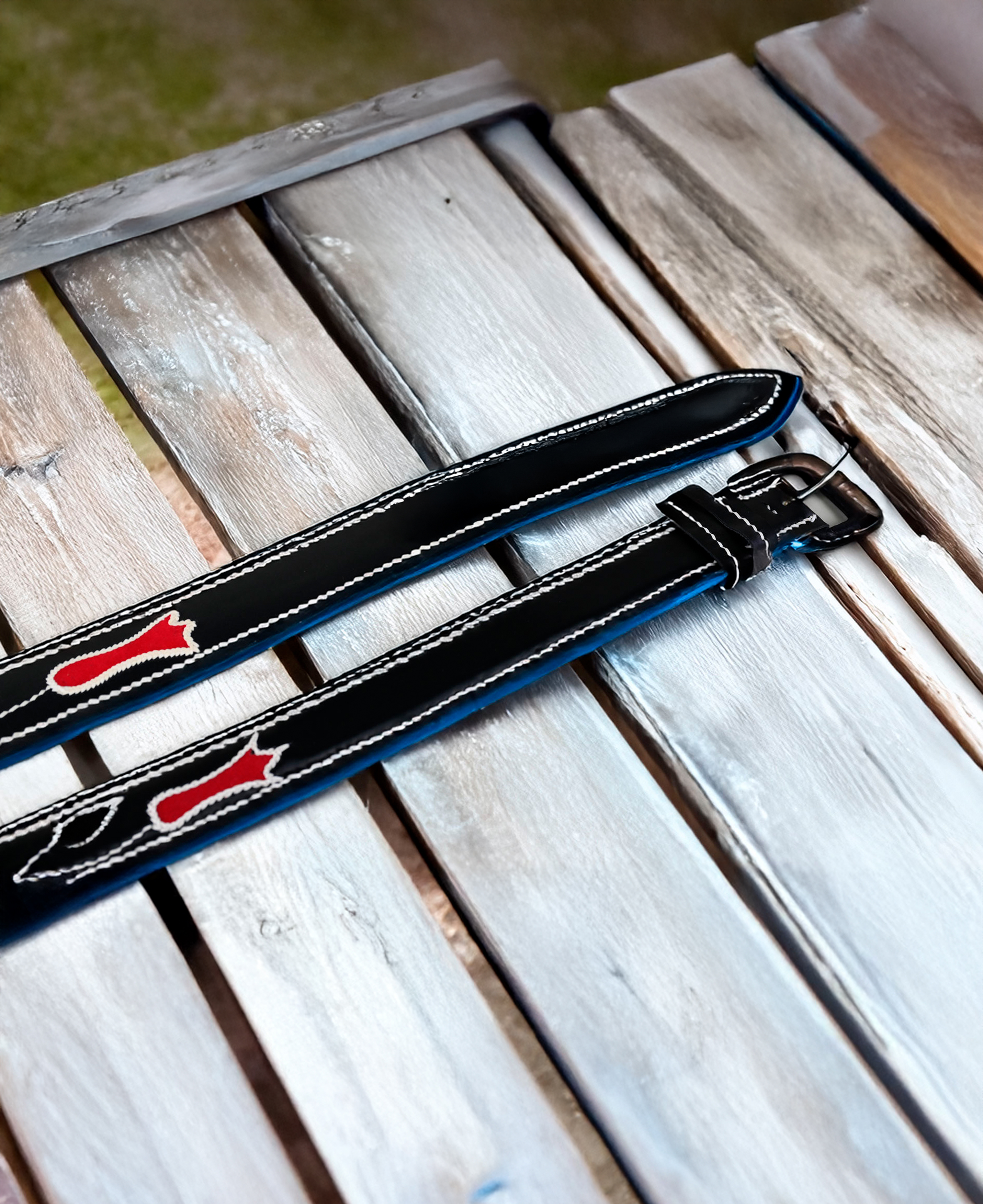 Cinturón Cuero Inglés Negro Pasado imagen 2