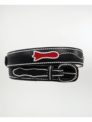 Cinturón cuero Bayo negro con aplicación