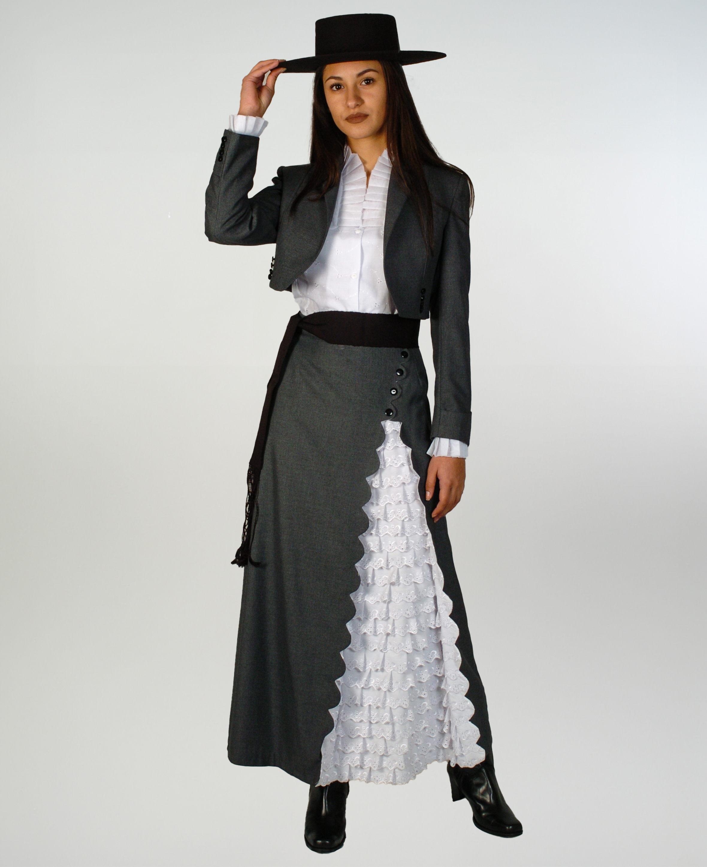 Ropón de Huasa Elegante Gris Catron imagen 3