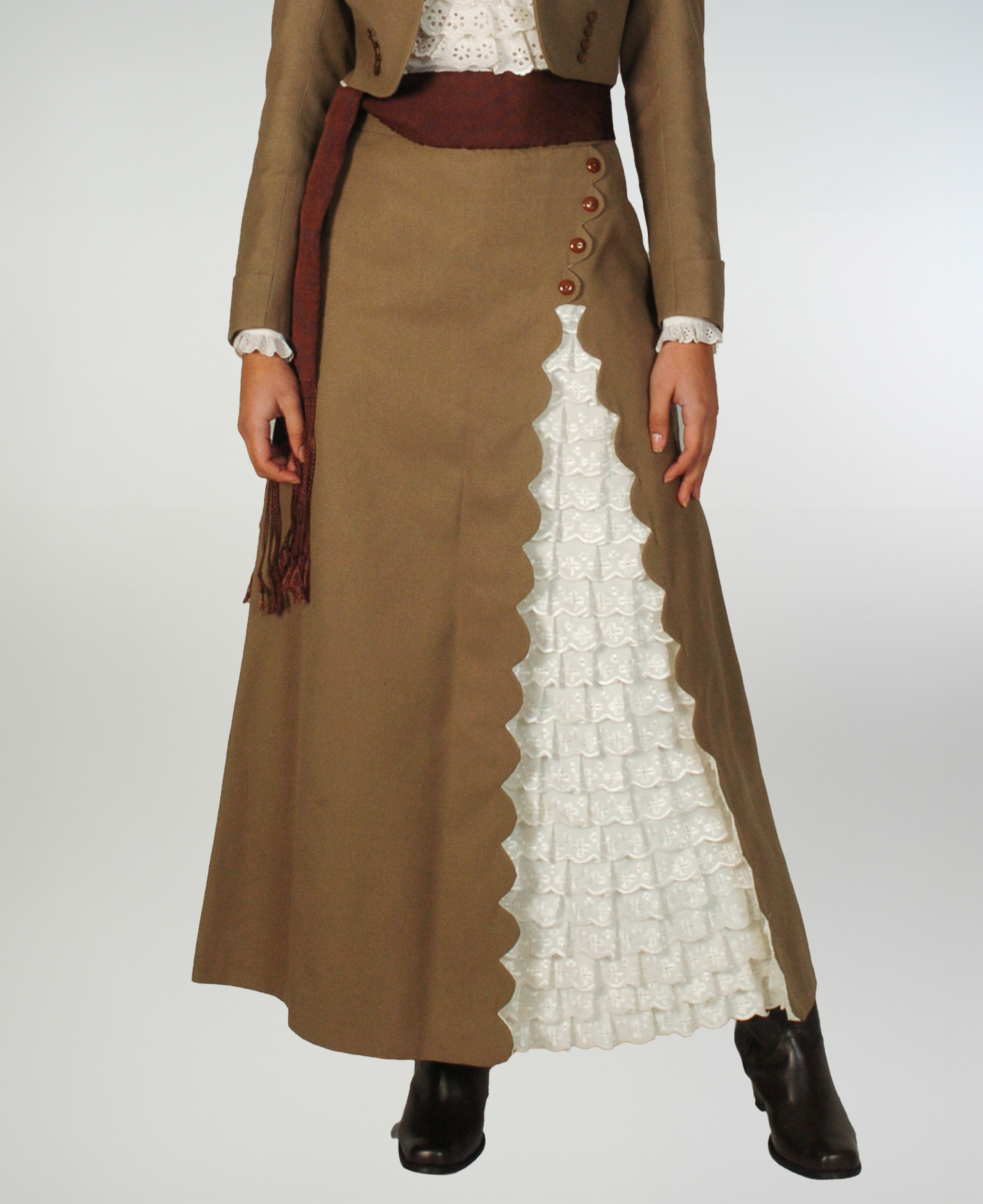 Falda de Huasa Elegante Visón Broderie Catron imagen 1