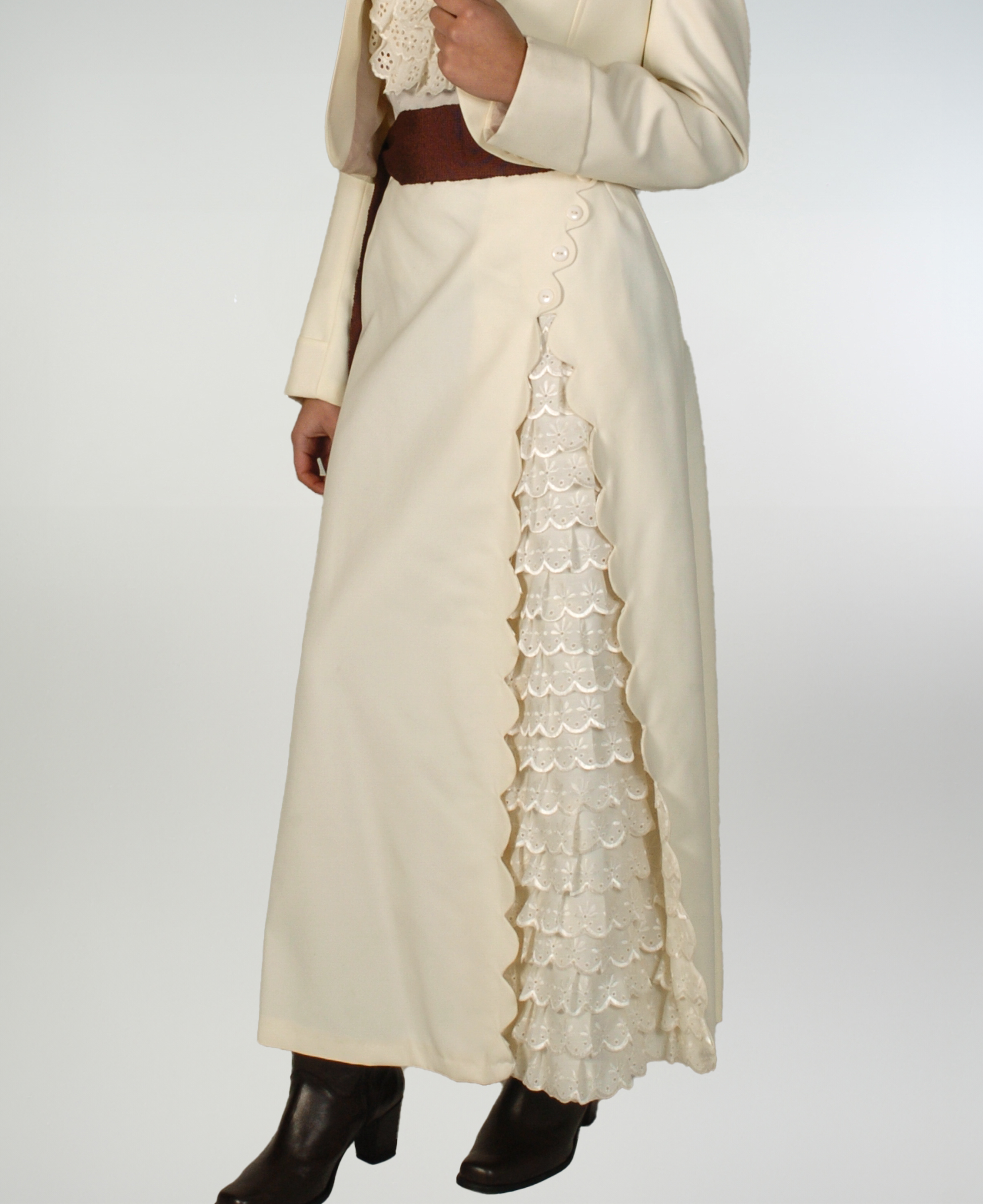 Falda de Huasa Elegante Marfil Broderie Catron imagen 2