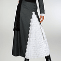 Falda de Huasa Elegante Gris Broderie Catron miniatura 1