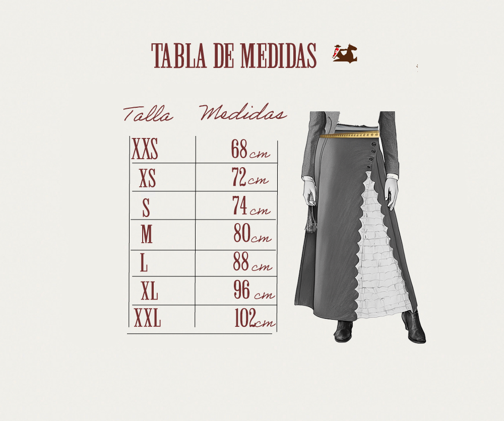 Falda de Huasa Elegante Gris Broderie Catron imagen 4