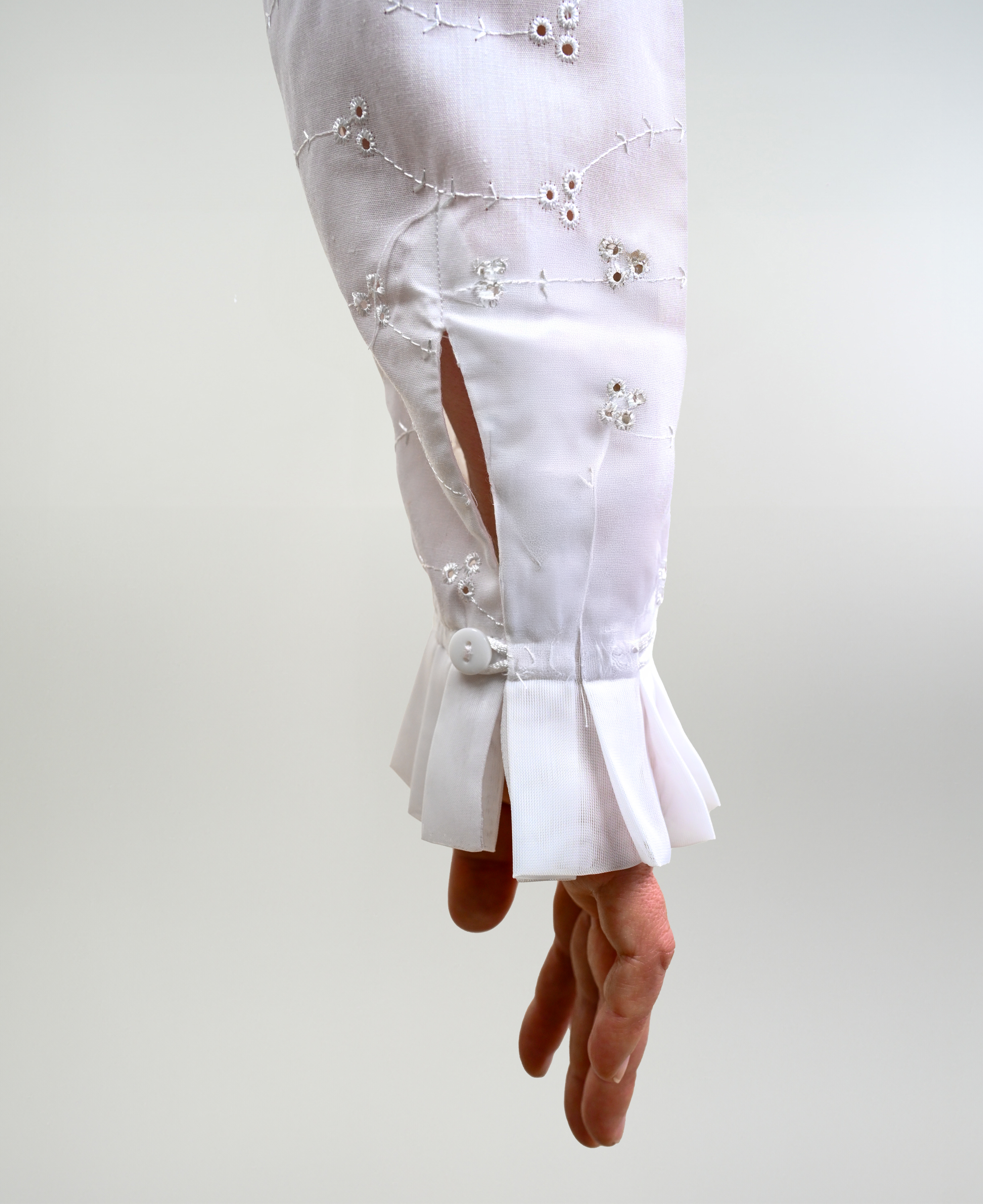 Blusa De Huasa Elegante Plisada Blanca Catron imagen 6