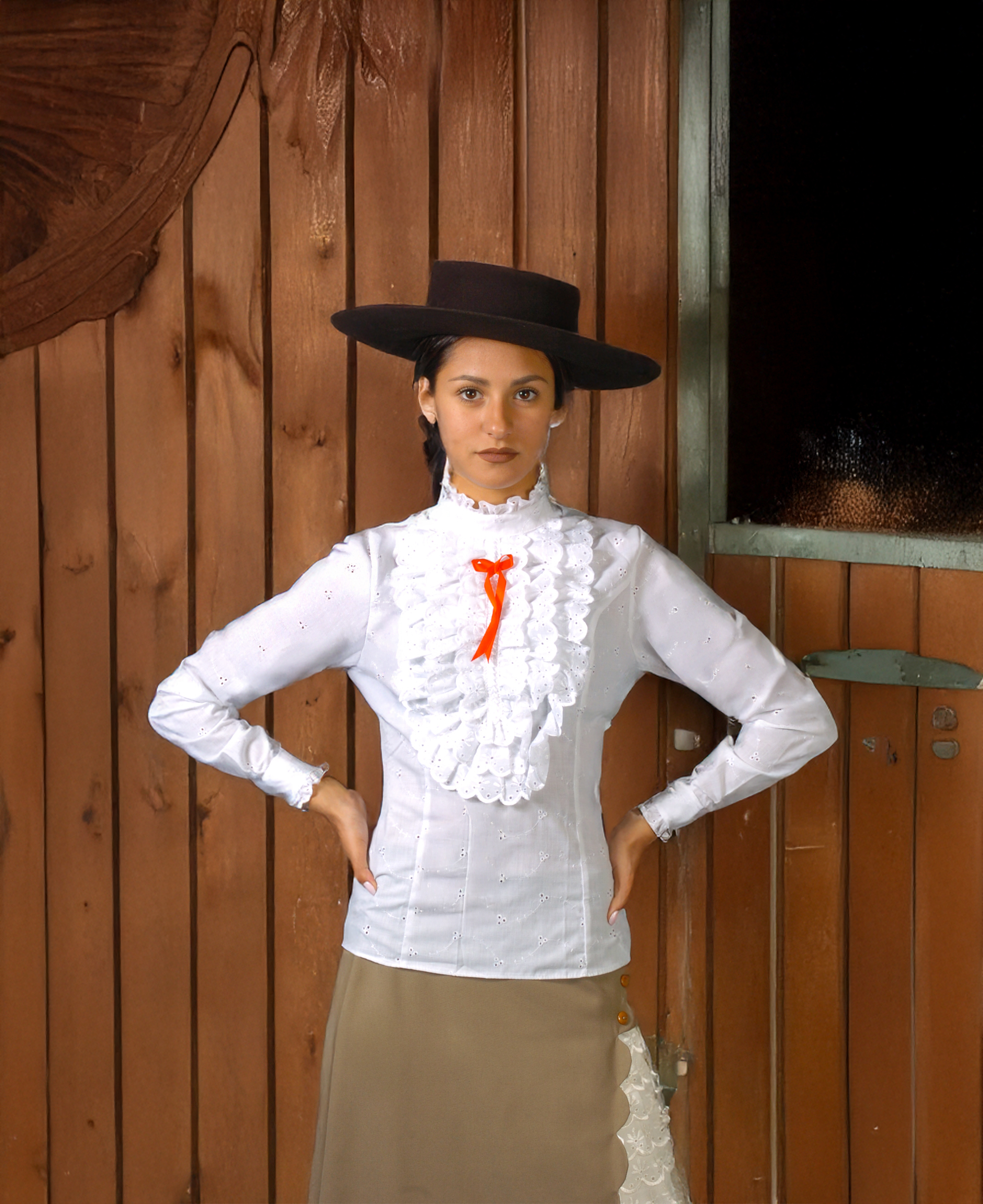 Blusa De Huasa Elegante Broderie Blanca Catron imagen 2