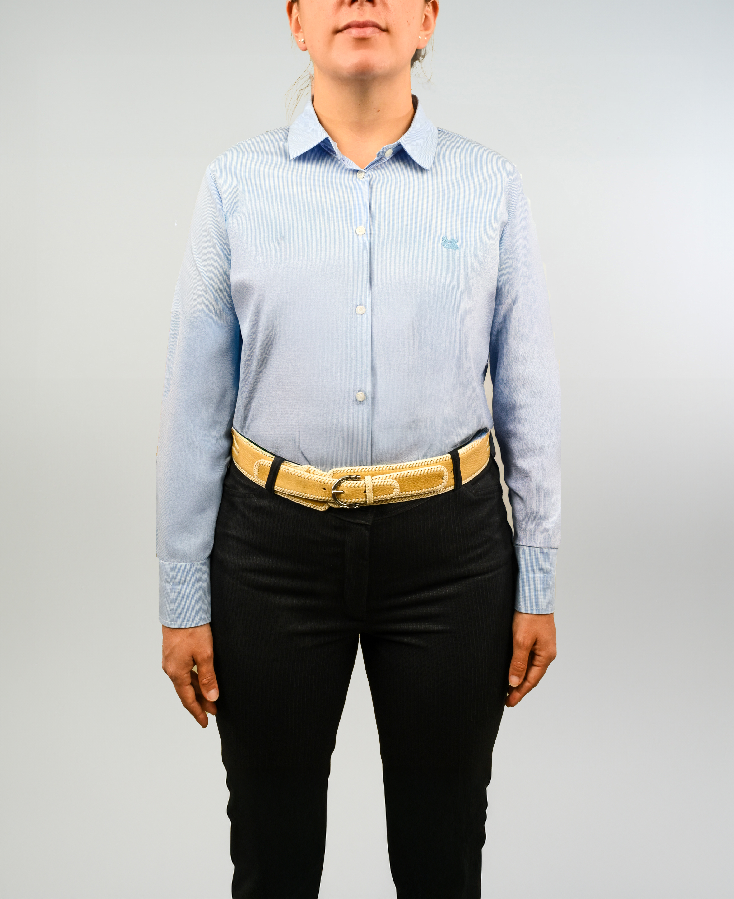 Blusa De Huasa Cuadrillé Celeste Catron imagen 3