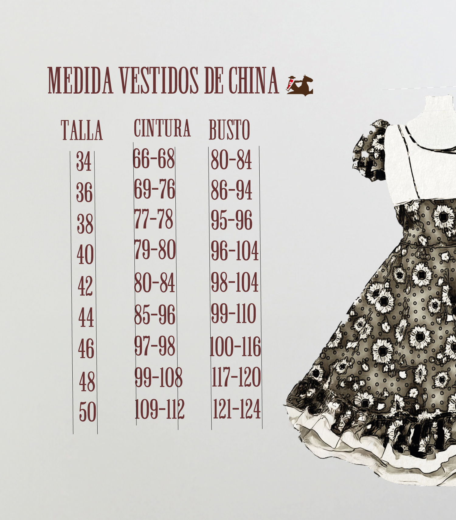 Vestido Huasa China Celeste Con Flores imagen 3